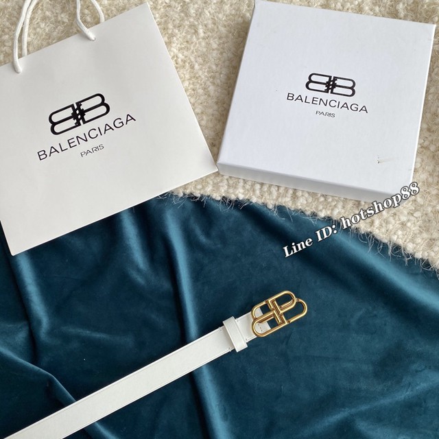 Balenciaga女士皮帶 巴黎世家BB經典logo扣腰帶 巴黎世家小牛皮皮帶  jjp1134